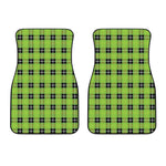 UFO Green Tartan Pattern Print Front Car Floor Mats