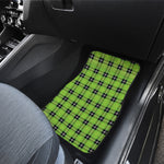 UFO Green Tartan Pattern Print Front Car Floor Mats
