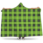 UFO Green Tartan Pattern Print Hooded Blanket