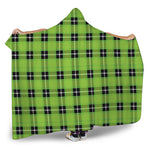 UFO Green Tartan Pattern Print Hooded Blanket
