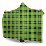 UFO Green Tartan Pattern Print Hooded Blanket