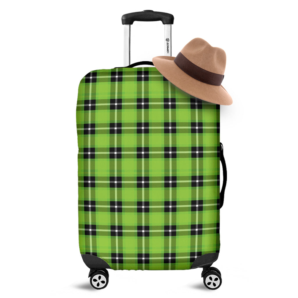 UFO Green Tartan Pattern Print Luggage Cover