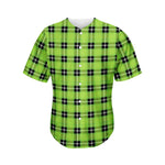 UFO Green Tartan Pattern Print Men's Baseball Jersey