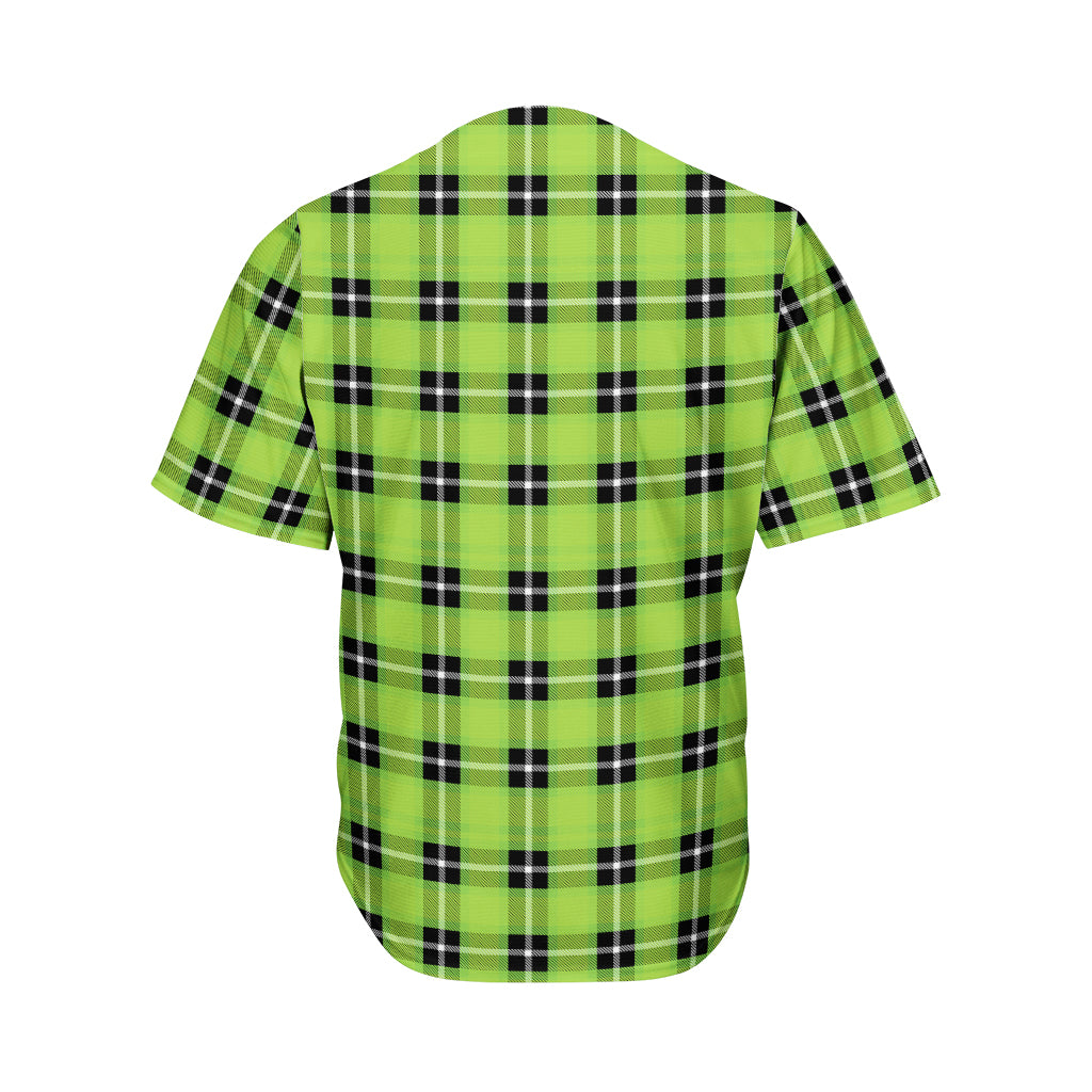 UFO Green Tartan Pattern Print Men's Baseball Jersey