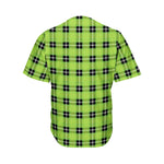 UFO Green Tartan Pattern Print Men's Baseball Jersey