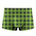 UFO Green Tartan Pattern Print Men's Boxer Briefs