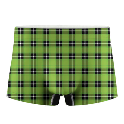 UFO Green Tartan Pattern Print Men's Boxer Briefs