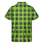 UFO Green Tartan Pattern Print Men's Short Sleeve Shirt