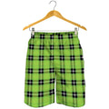 UFO Green Tartan Pattern Print Men's Shorts
