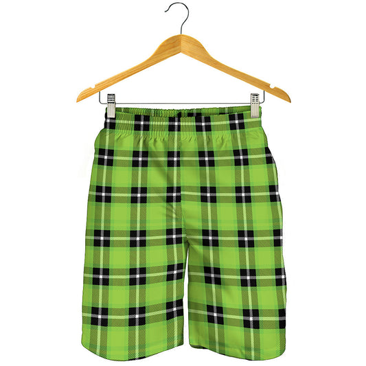 UFO Green Tartan Pattern Print Men's Shorts