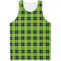UFO Green Tartan Pattern Print Men's Tank Top