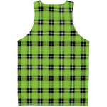 UFO Green Tartan Pattern Print Men's Tank Top