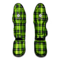 UFO Green Tartan Pattern Print Muay Thai Shin Guards