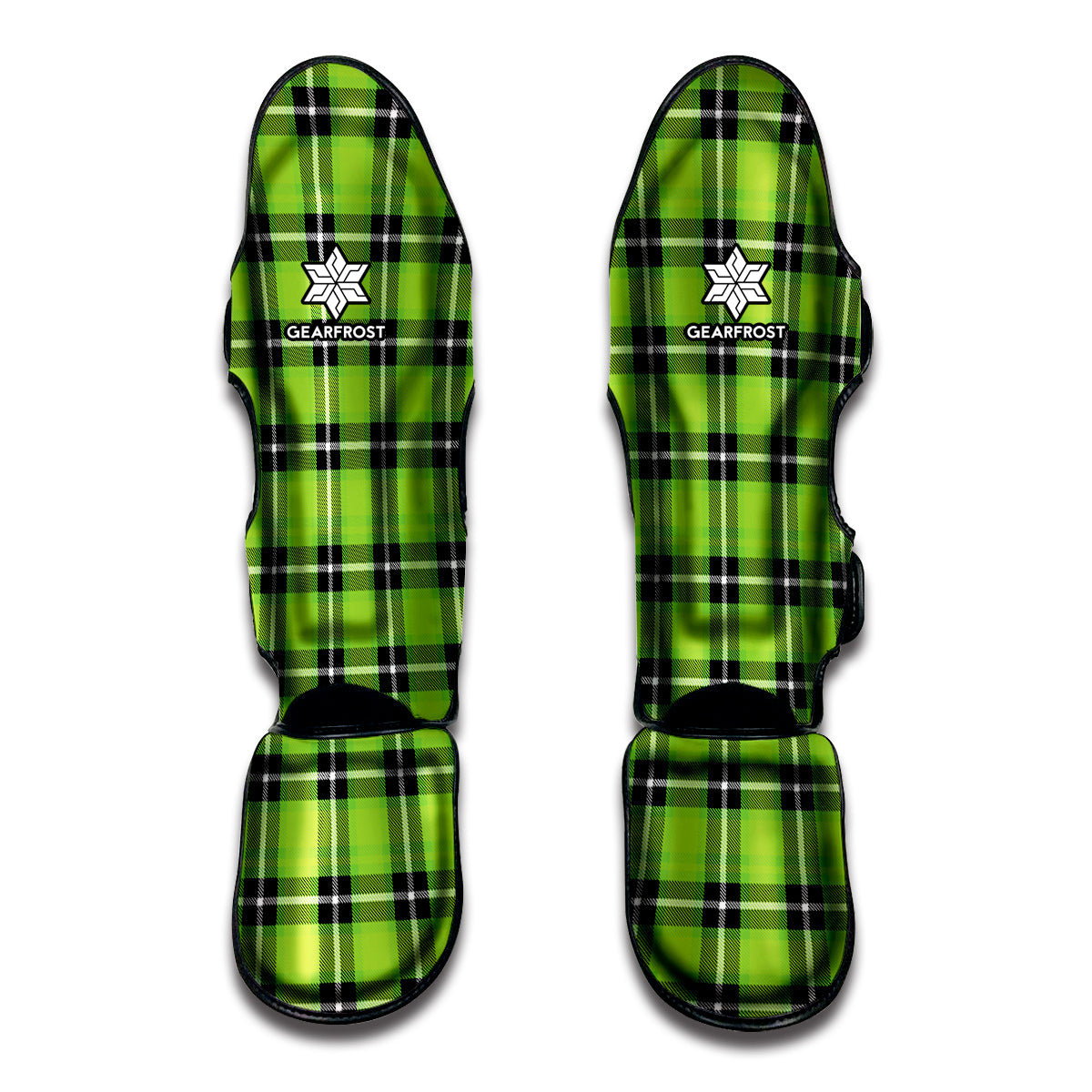 UFO Green Tartan Pattern Print Muay Thai Shin Guard