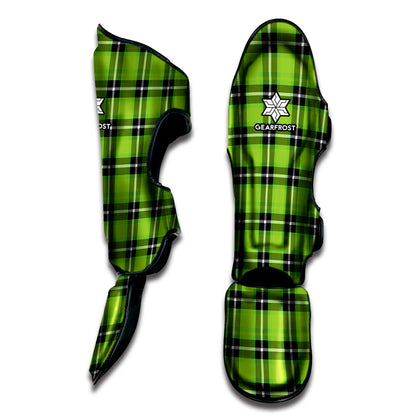 UFO Green Tartan Pattern Print Muay Thai Shin Guard