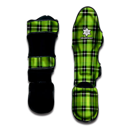 UFO Green Tartan Pattern Print Muay Thai Shin Guard