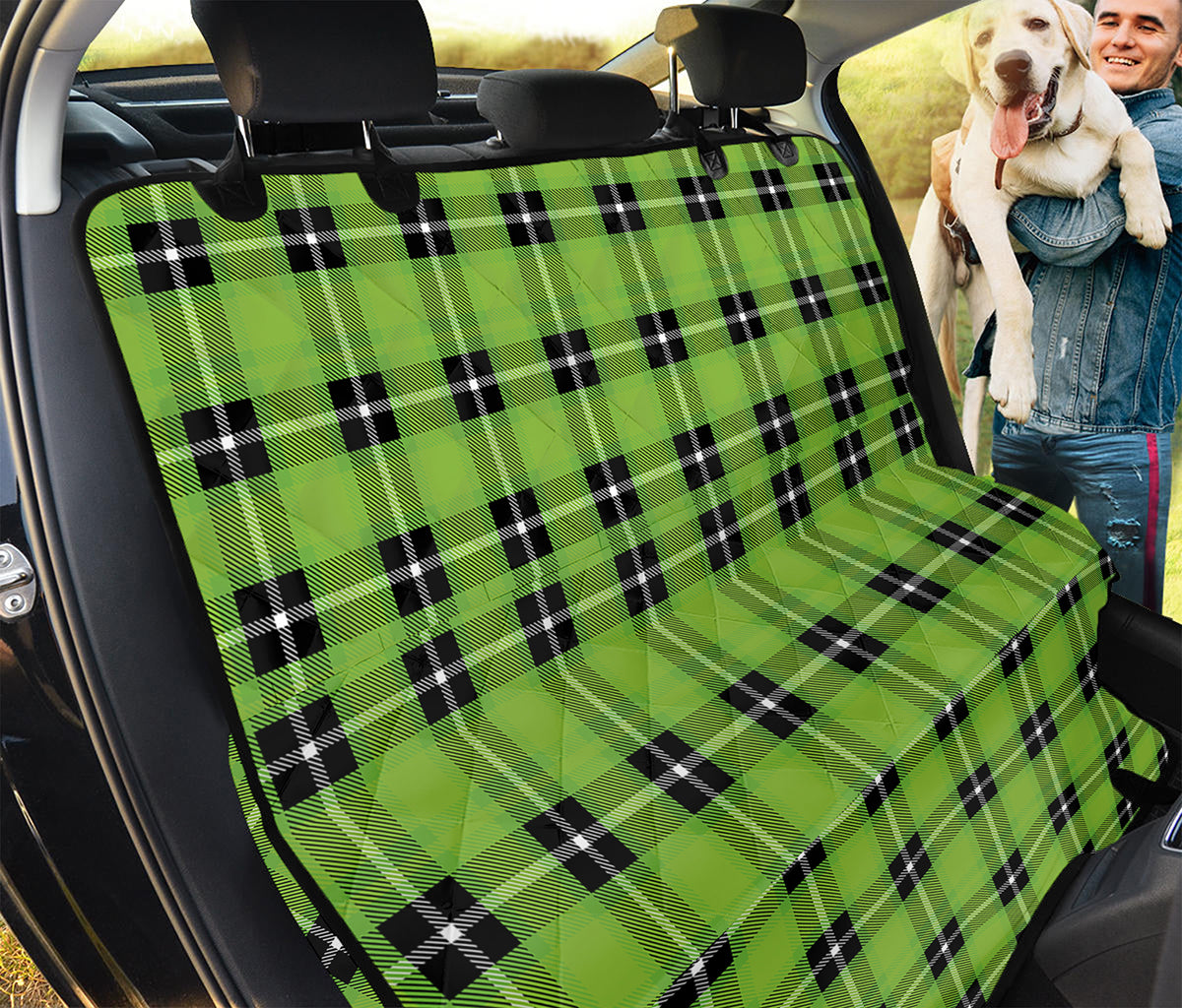 UFO Green Tartan Pattern Print Pet Car Back Seat Cover
