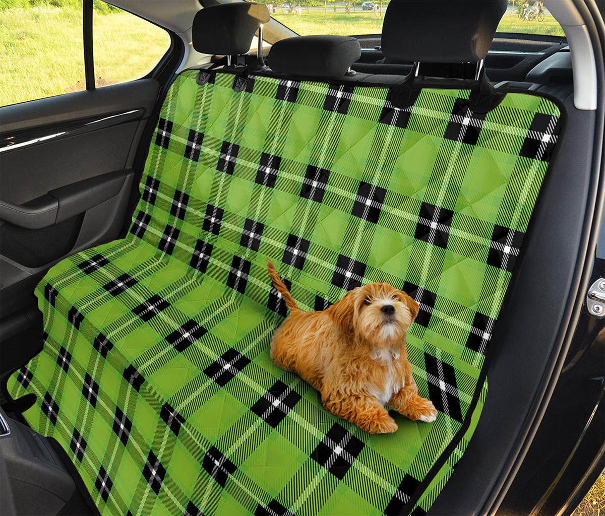 UFO Green Tartan Pattern Print Pet Car Back Seat Cover