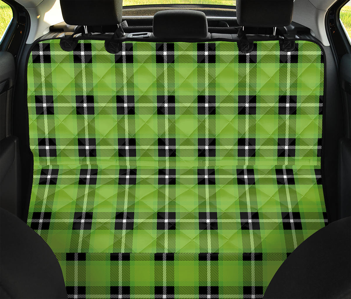 UFO Green Tartan Pattern Print Pet Car Back Seat Cover