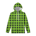 UFO Green Tartan Pattern Print Pullover Hoodie