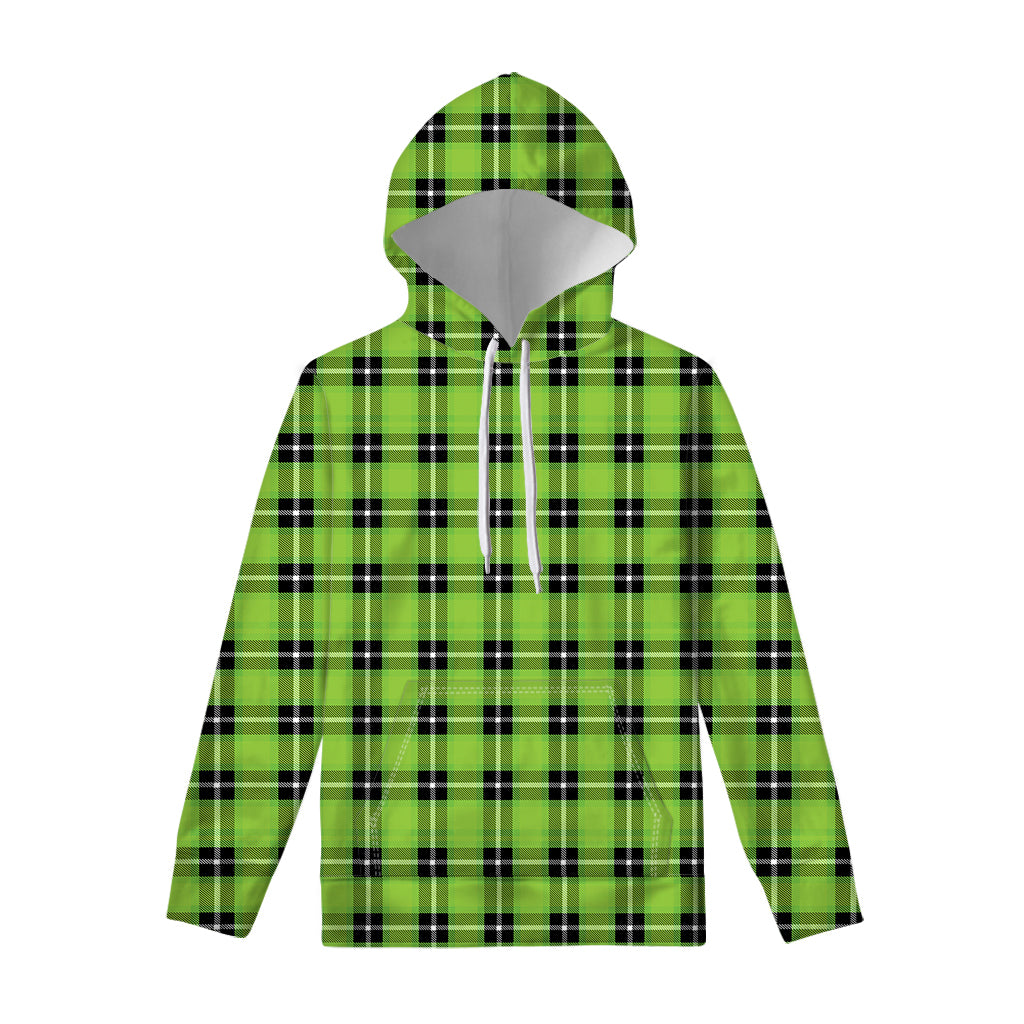 UFO Green Tartan Pattern Print Pullover Hoodie