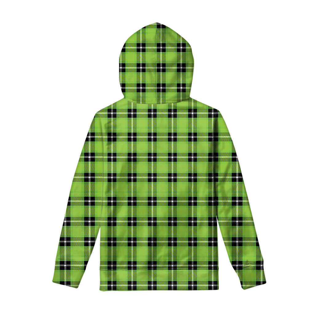 UFO Green Tartan Pattern Print Pullover Hoodie
