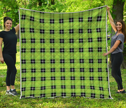 UFO Green Tartan Pattern Print Quilt