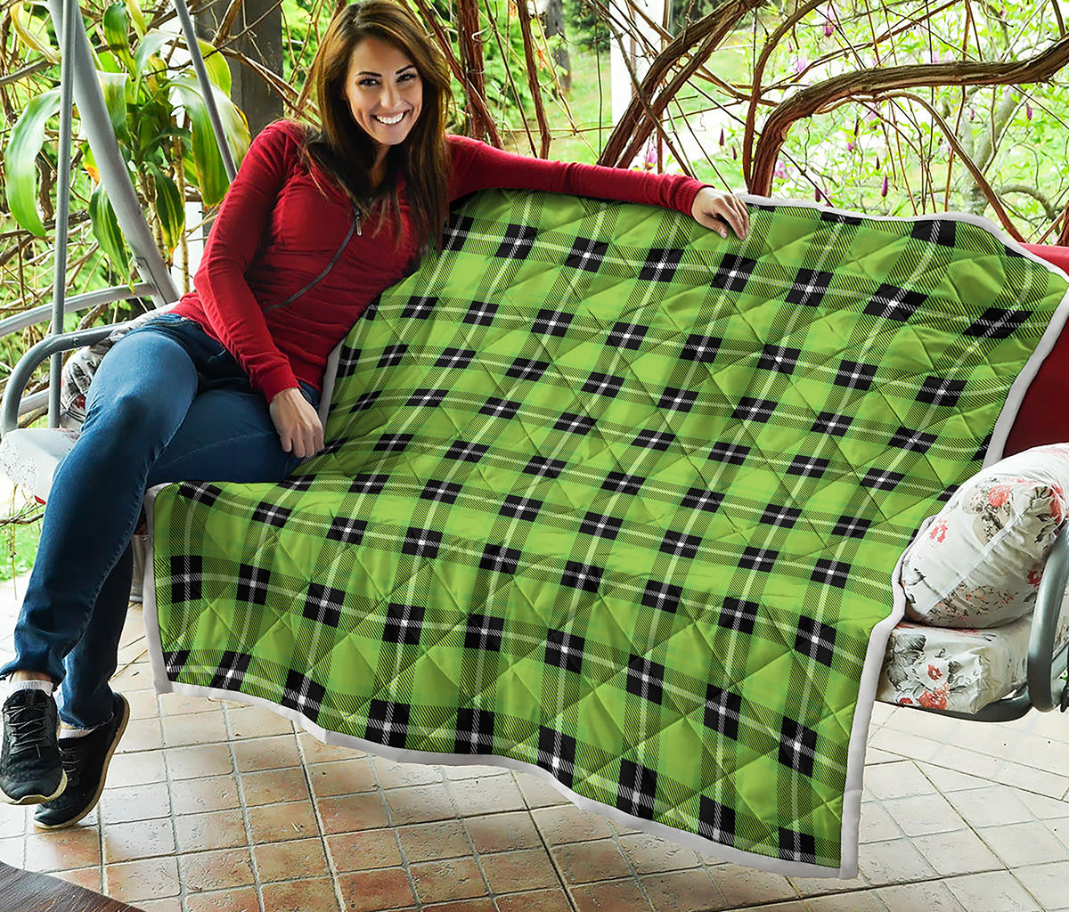 UFO Green Tartan Pattern Print Quilt