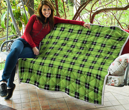 UFO Green Tartan Pattern Print Quilt