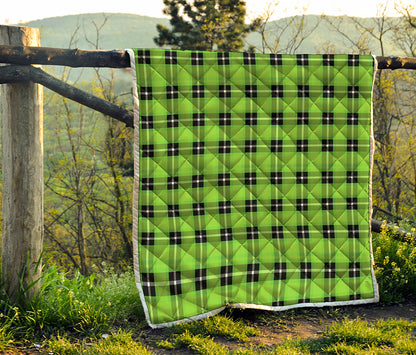 UFO Green Tartan Pattern Print Quilt