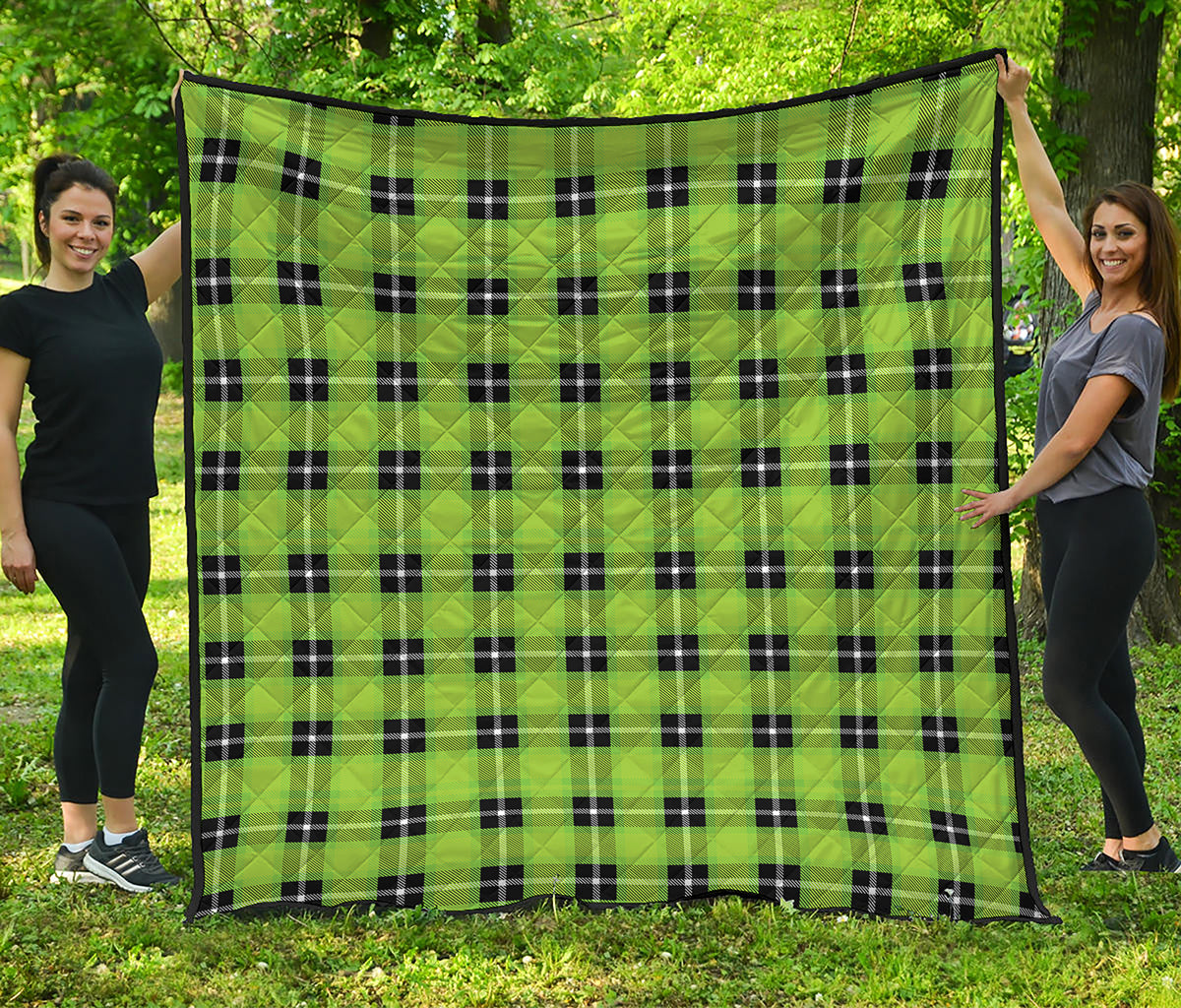 UFO Green Tartan Pattern Print Quilt