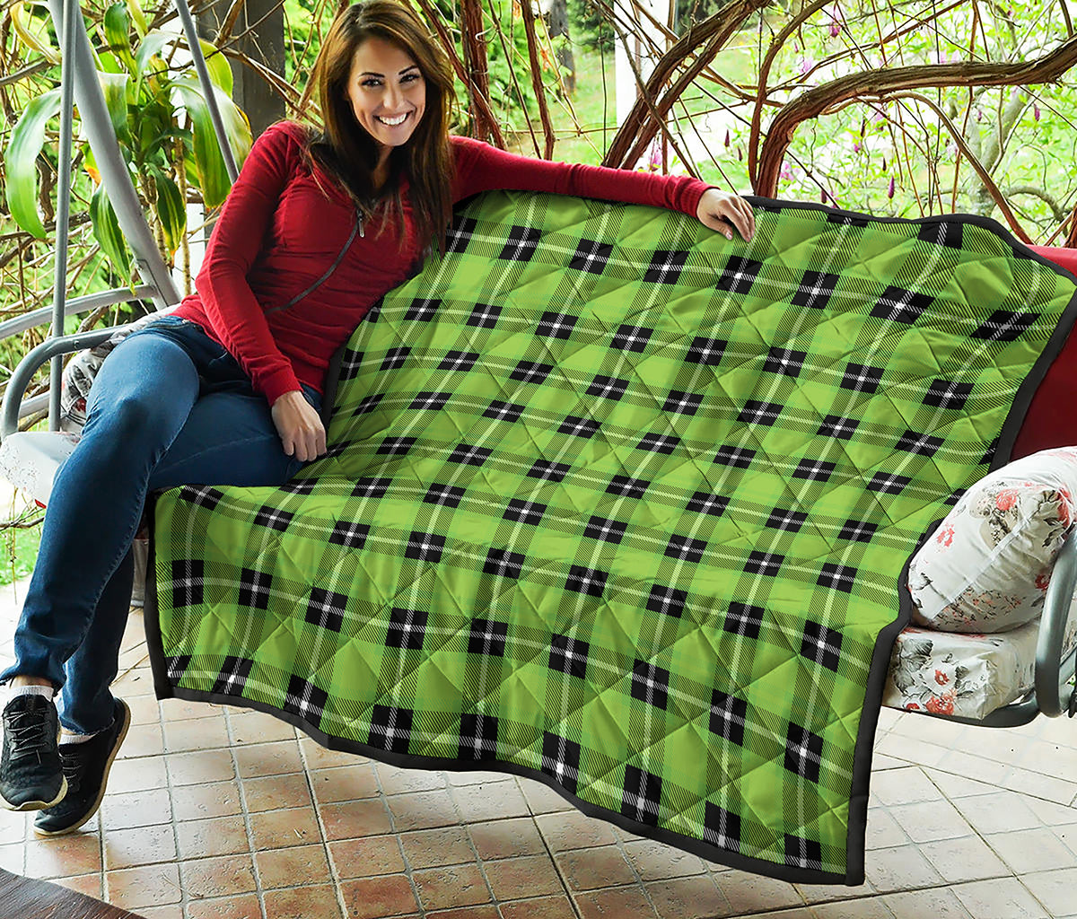 UFO Green Tartan Pattern Print Quilt