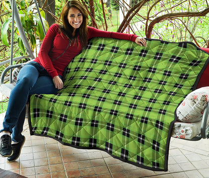 UFO Green Tartan Pattern Print Quilt