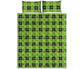 UFO Green Tartan Pattern Print Quilt Bed Set