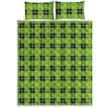 UFO Green Tartan Pattern Print Quilt Bed Set
