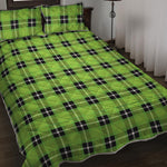 UFO Green Tartan Pattern Print Quilt Bed Set