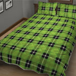 UFO Green Tartan Pattern Print Quilt Bed Set