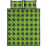 UFO Green Tartan Pattern Print Quilt Bed Set