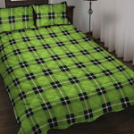 UFO Green Tartan Pattern Print Quilt Bed Set