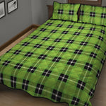 UFO Green Tartan Pattern Print Quilt Bed Set