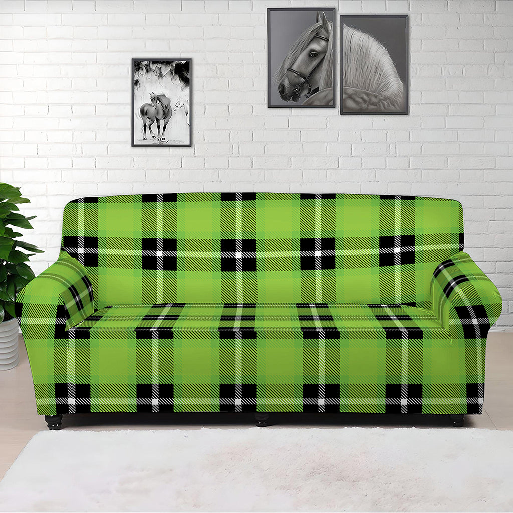 UFO Green Tartan Pattern Print Sofa Cover