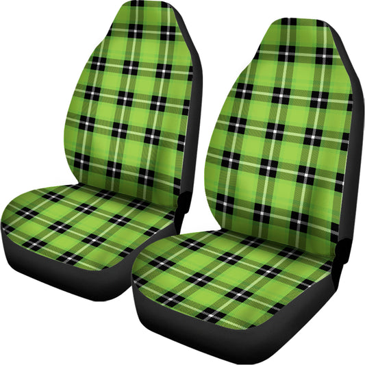 UFO Green Tartan Pattern Print Universal Fit Car Seat Covers