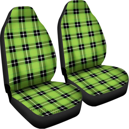 UFO Green Tartan Pattern Print Universal Fit Car Seat Covers