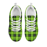 UFO Green Tartan Pattern Print White Sneakers