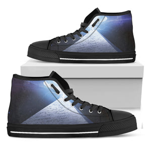 UFO Pyramid Print Black High Top Shoes