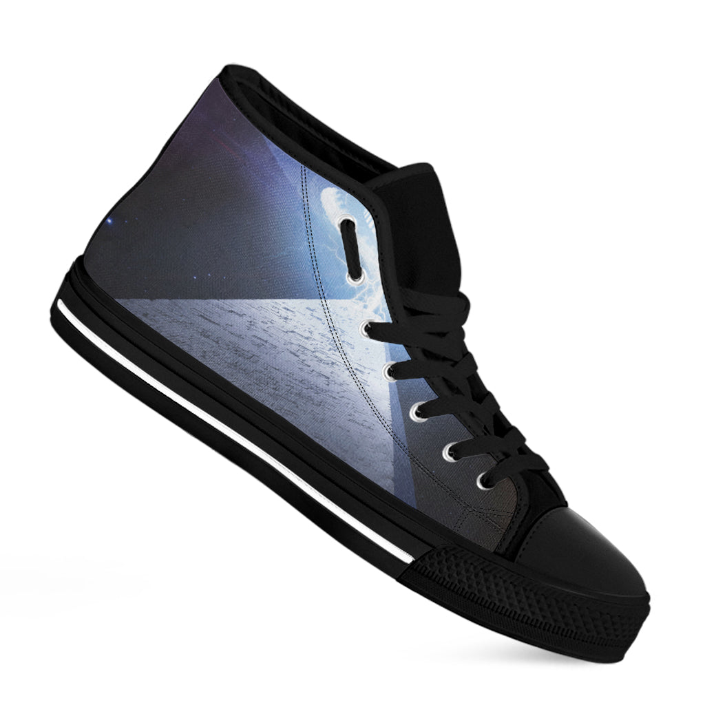 UFO Pyramid Print Black High Top Shoes