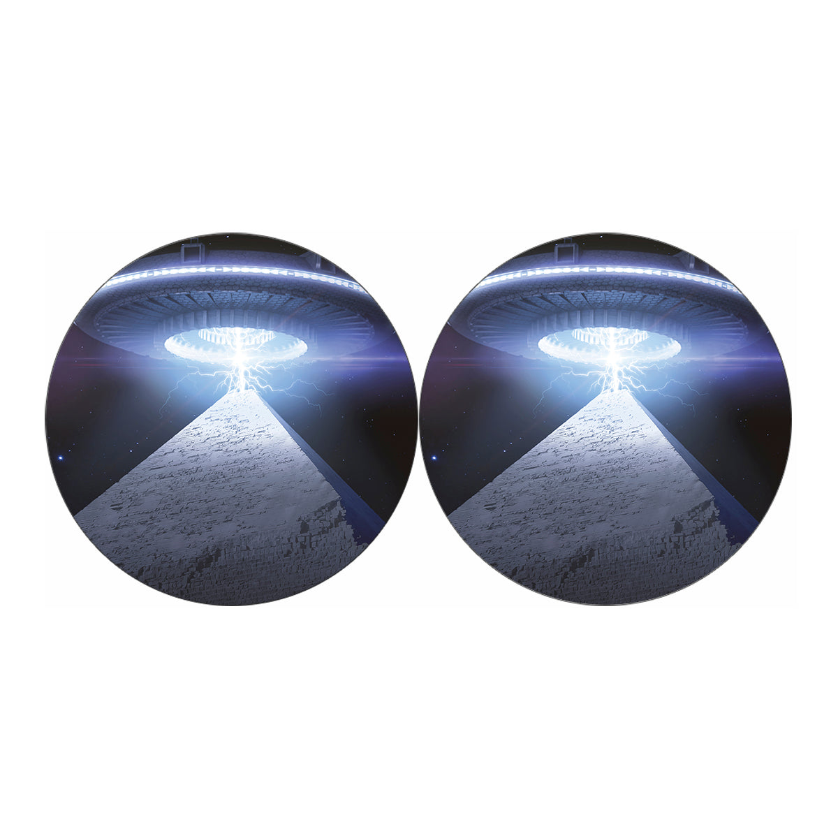 UFO Pyramid Print Car Coasters