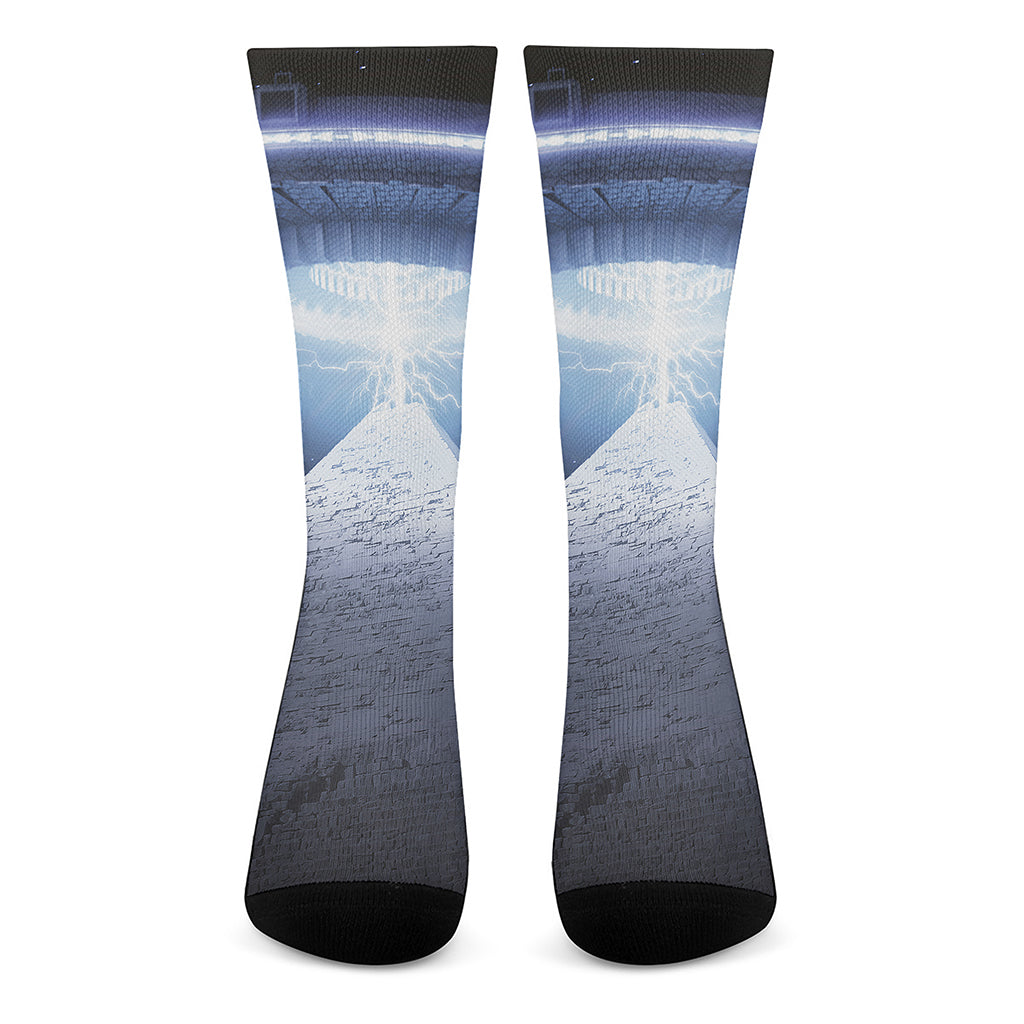 UFO Pyramid Print Crew Socks