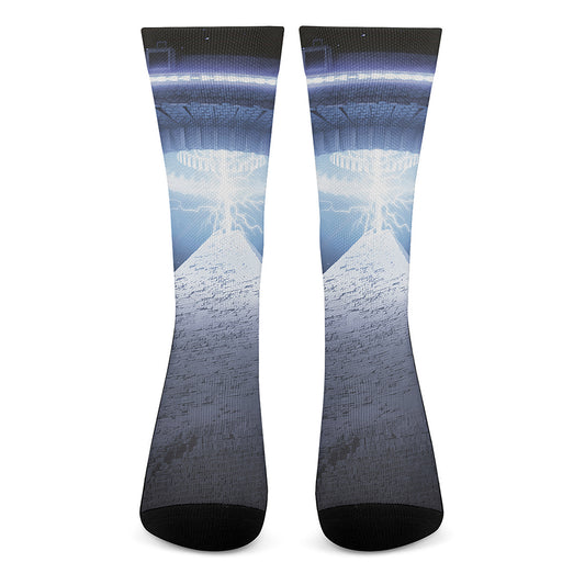 UFO Pyramid Print Crew Socks