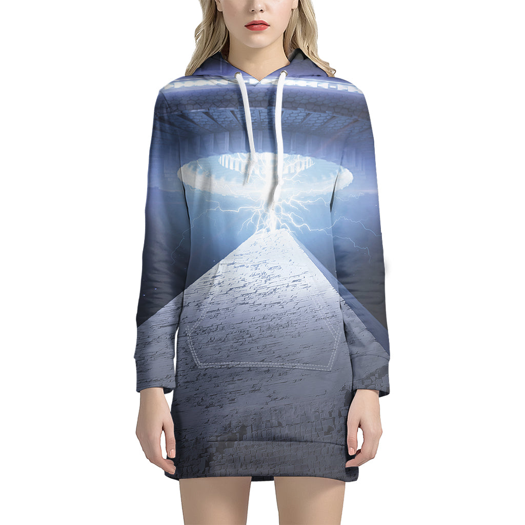 UFO Pyramid Print Hoodie Dress